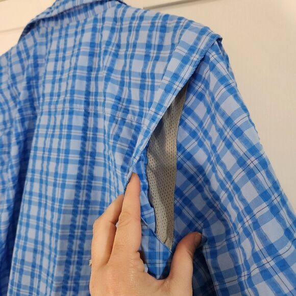 Under Armour Heat Gear Fishing Vented Shirt Mens Button Up Performance Blue Med - Picture 5 of 8